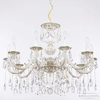 Люстра подвесная AL78101/10/250 A WMG Богемия Ивеле Кристалл без плафона на 10 ламп, основание патина золотое белое в стиле классический sp Люстра подвесная AL78101/10/250 A WMG Богемия Ивеле Кристалл без плафона на 10 ламп, основание патина золотое белое в стиле классический sp